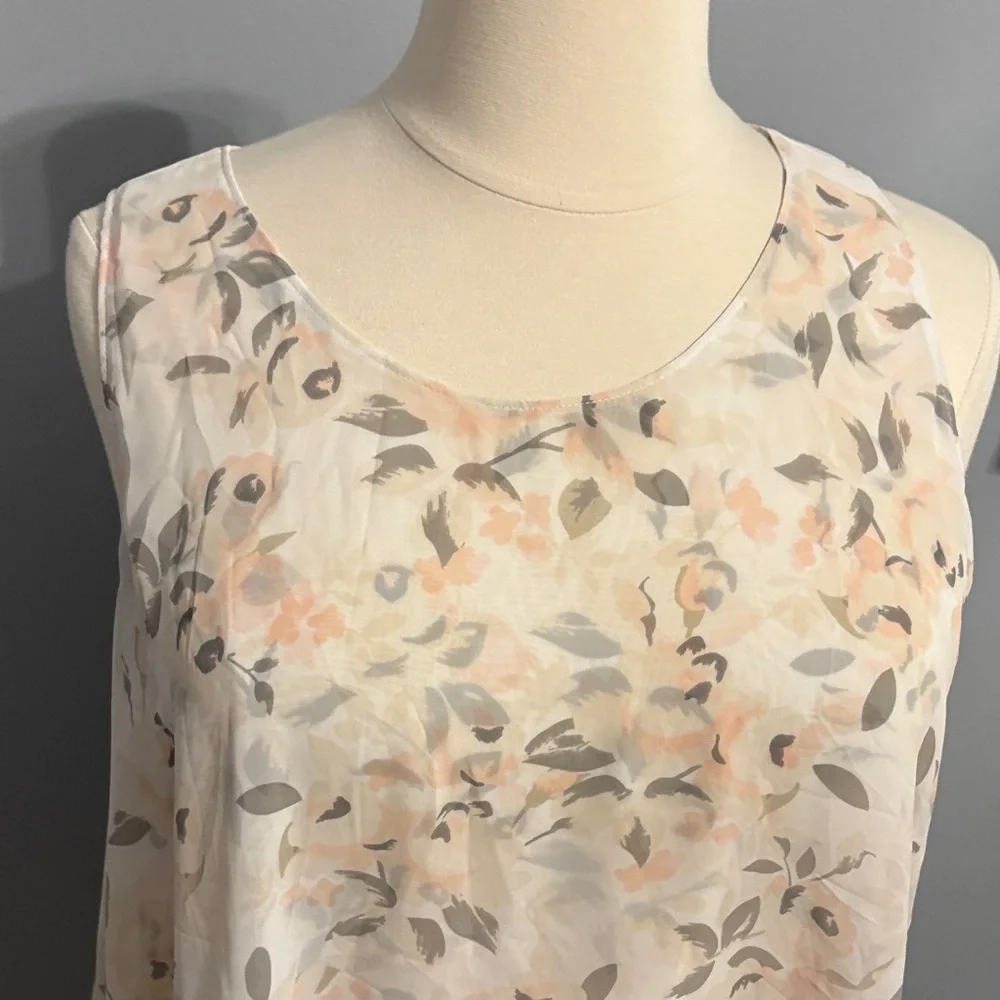 Lane Bryant Cream Floral Layered Chiffon Camisole Top - Picture 3 of 7
